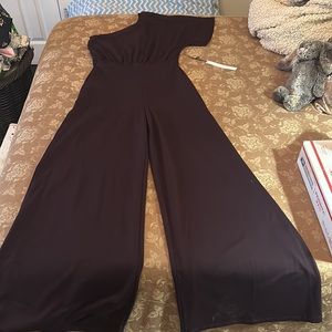 Susana Monaco One shoulder Dolman brown jumpsuit
